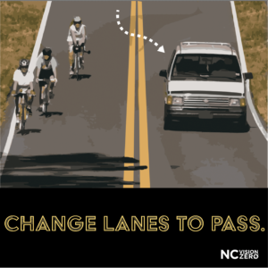 change lanes to pass, bicycle safety