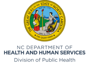 Logo depicts the Great Seal of the State of North Carolina with text below reading “NC Department of Health and Human Services Division of Public Health”